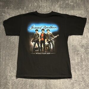 Jonas Brothers World Tour 2009 Black Adult M Short Sleeve Concert T-shirt